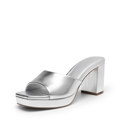 Leather Block Heel Mules – One Strap. Pure Leather