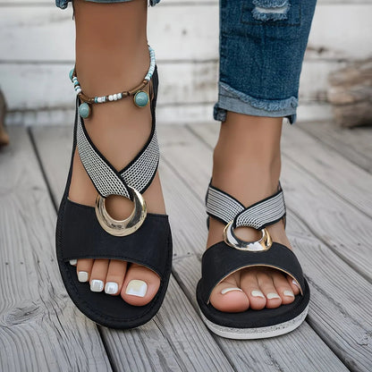 Women’s Buckle Accent Comfort Slide Sandals