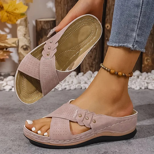 Women's Breathable Cross-Strap Comfort Wedge Sandals