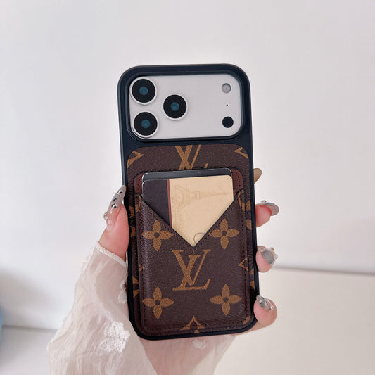 Brown Leather 2-in-1 Monogram iPhone Wallet Case