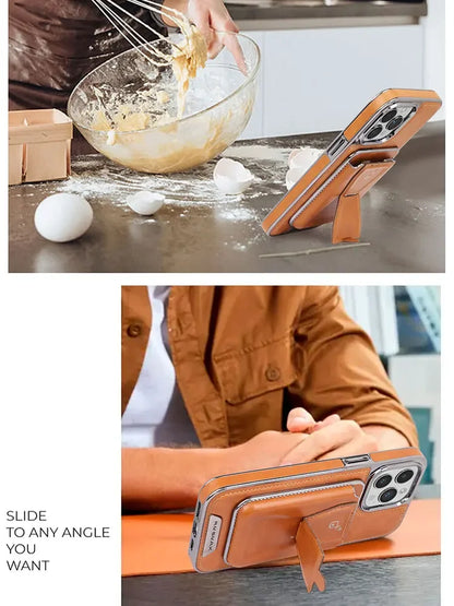 Leather Case with Wallet Stand For iPhone