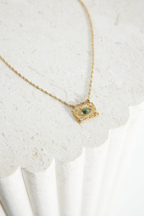 18k Gold Plated Unique Gem Necklace Gold