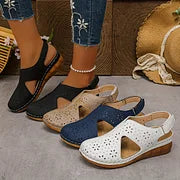 Breathable Cutout Comfort Wedge Sandals