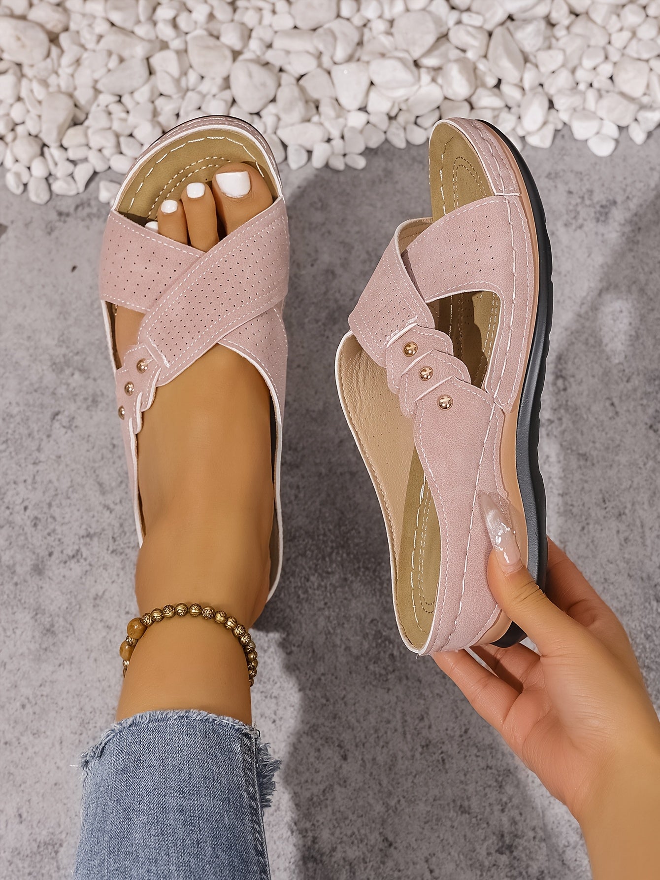 Women's Breathable Cross-Strap Comfort Wedge Sandals
