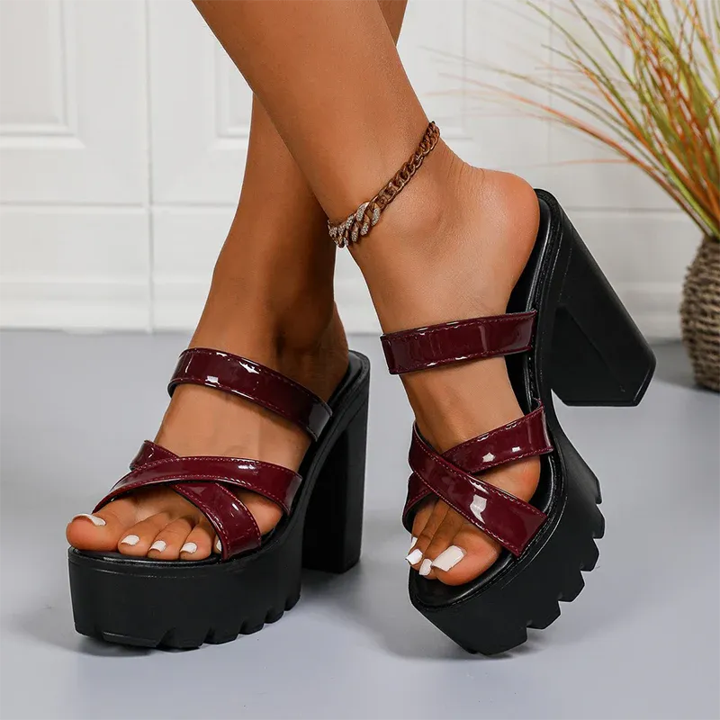 Women’s Chunky Platform Heeled Slide Sandals